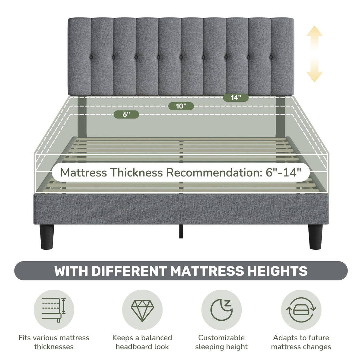Queen Size Bed Frame with Headboard P864653