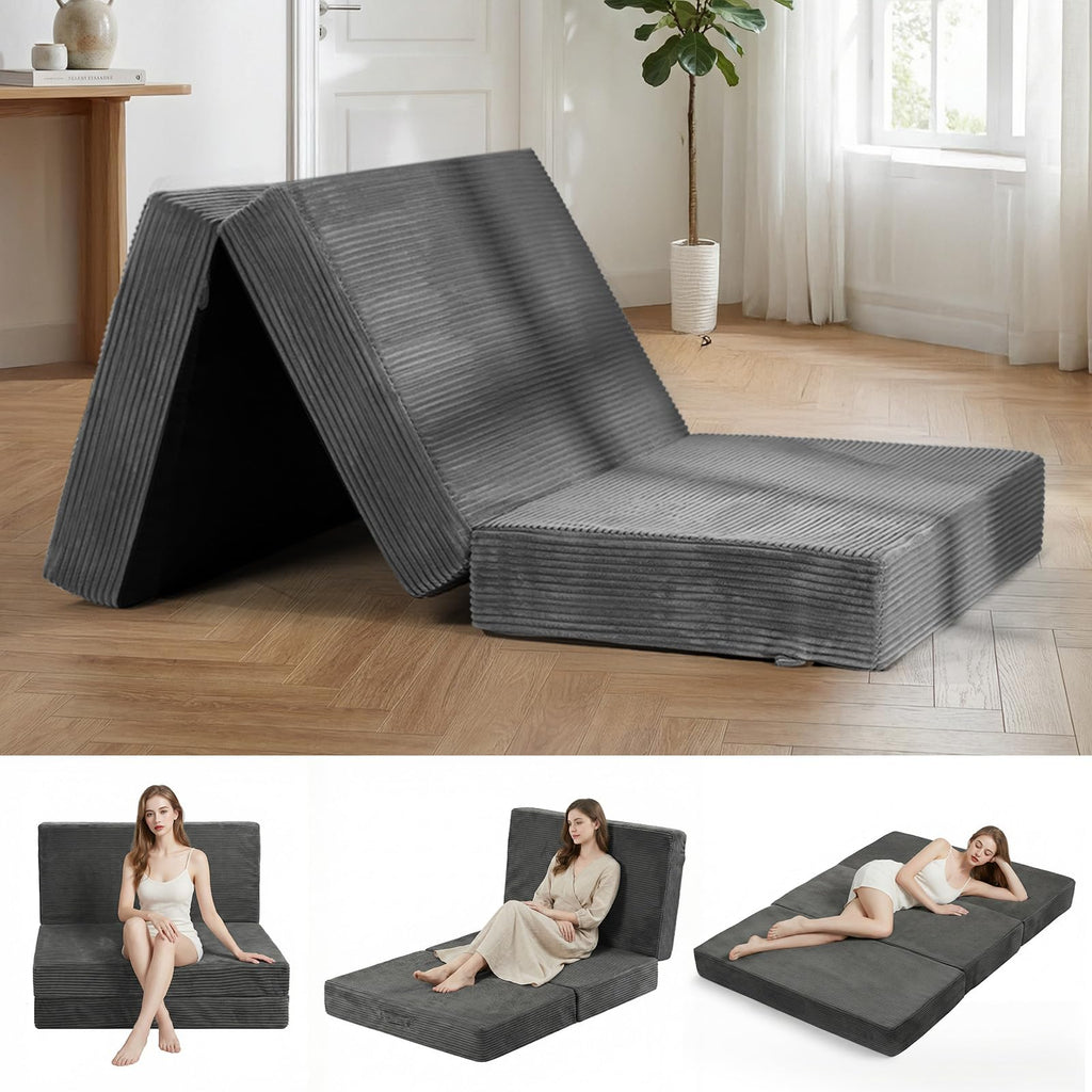6 inch Tri Fold Twin Size Memory Foam Mattress C747570