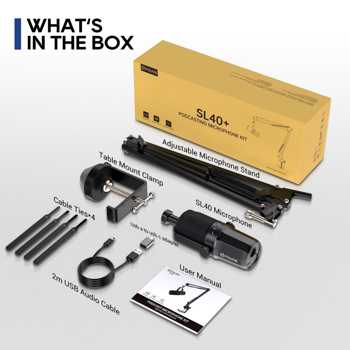 USB/XLR Dynamic Microphone Kit with Boom Arm G106