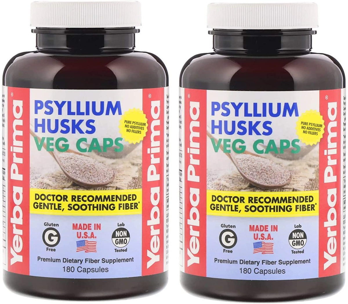 Psyllium Husks Fiber Veg Caps 180 Pack of 2 A867472