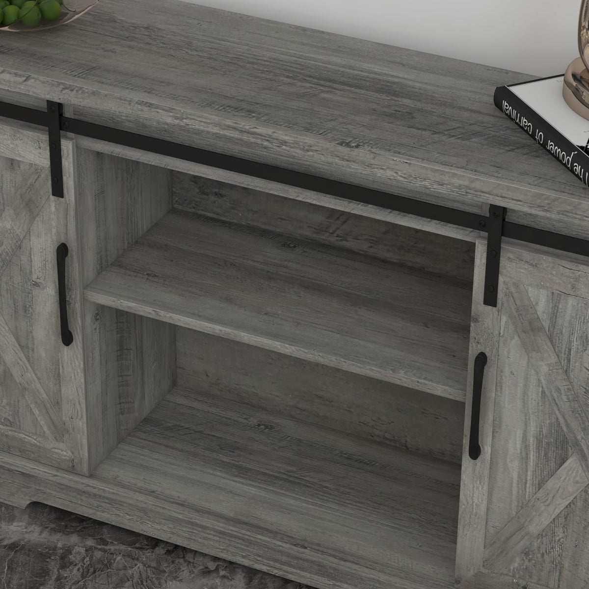 65 Inch TV Stand with Sliding Barn Doors C640492