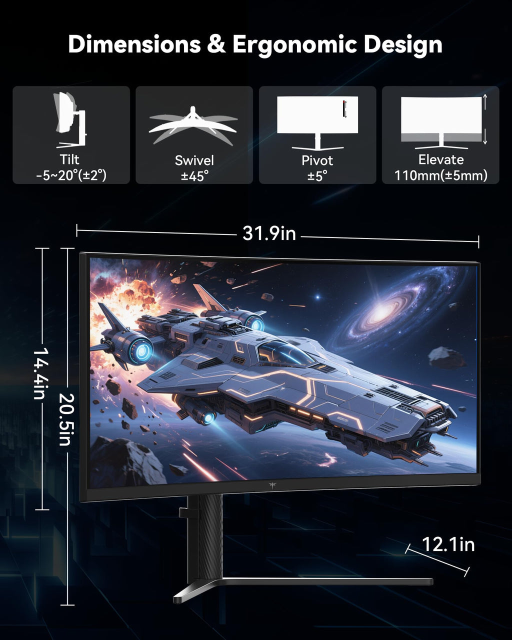 34 Inch Ultrawide Curved Gaming Monitor J45115