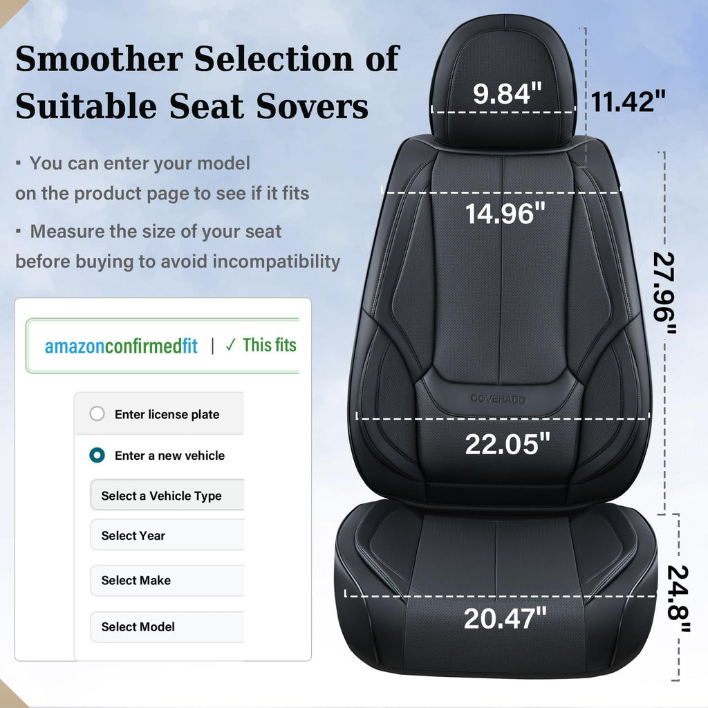 Black Full Set Waterproof Nappa Leather Car Seat Covers N511