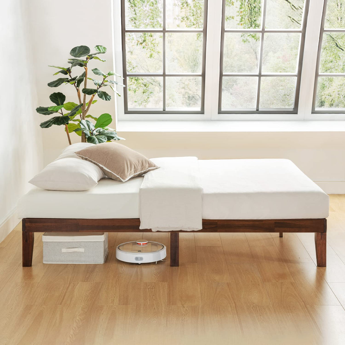 12-Inch Solid Wood Platform Bed, Twin, Espresso Q779