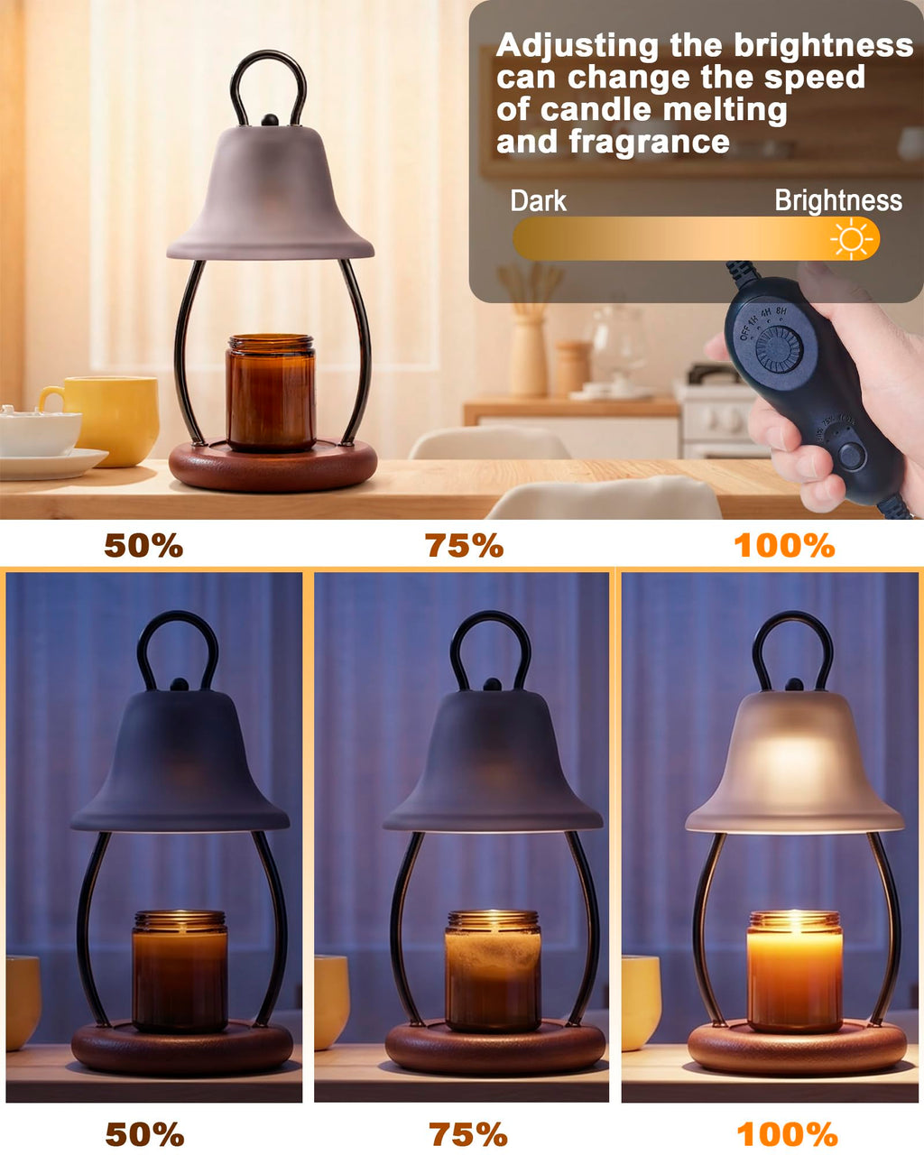Black Dimmable Candle Warmer Lamp with Timer J41491
