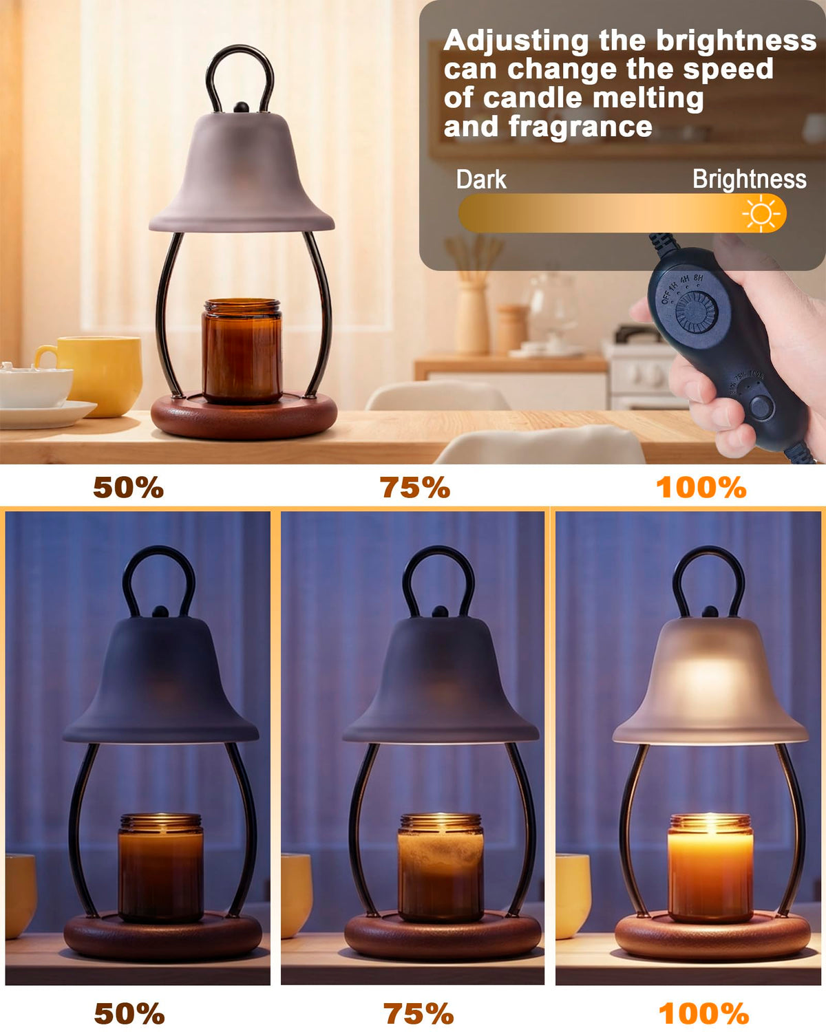 Black Dimmable Candle Warmer Lamp with Timer J41491