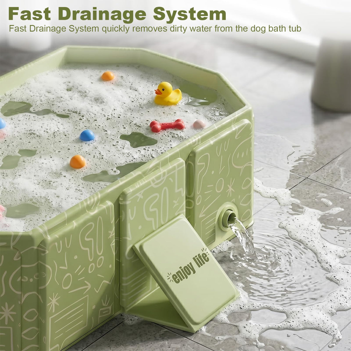 Foldable Dog Bathtub with Side Drain Plug A64038
