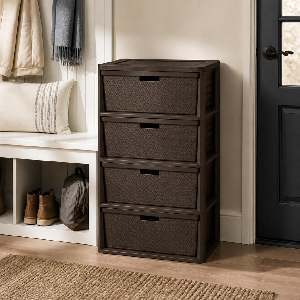Brown 4 Drawer Plastic Dresser P1368