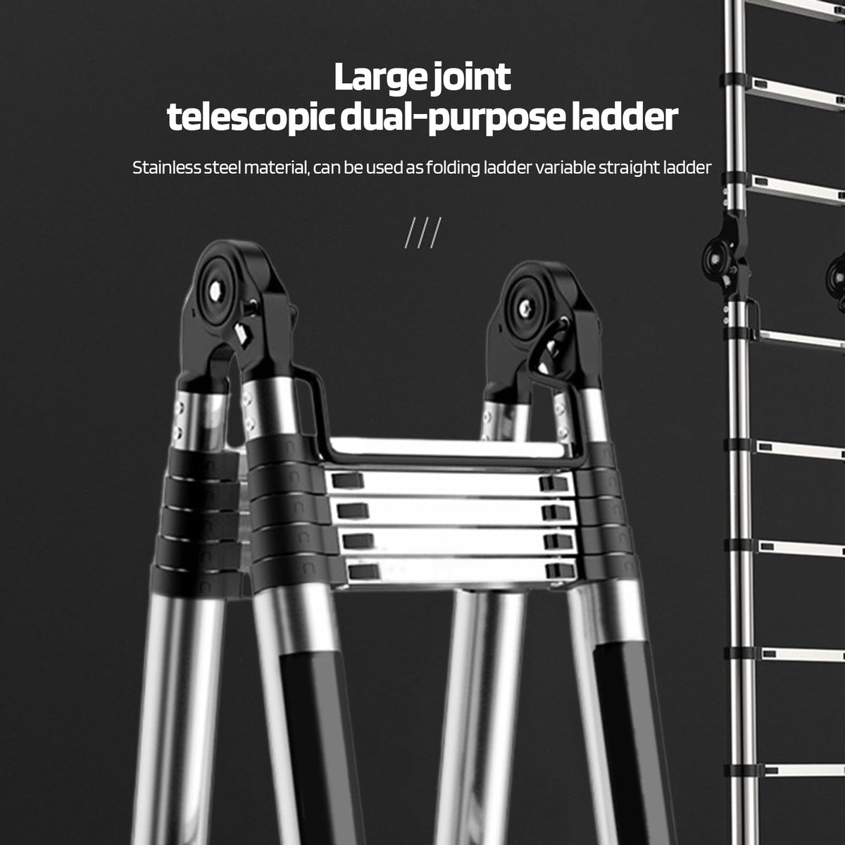 Telescoping Ladder with Locking Mechanism, Heavy Duty Aluminum 330 lbs B576367
