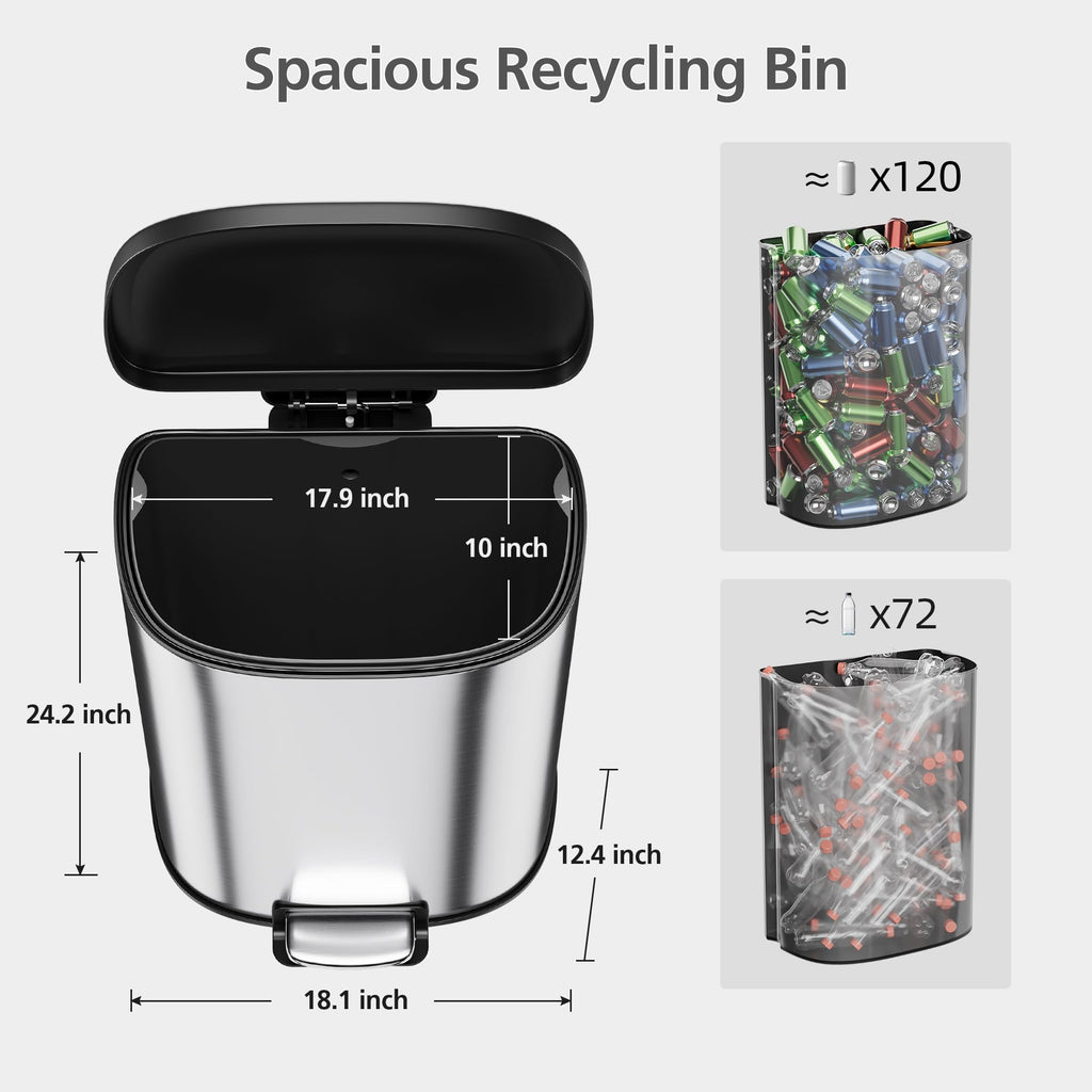 50L Stainless Steel Step-On Trash Can U742643