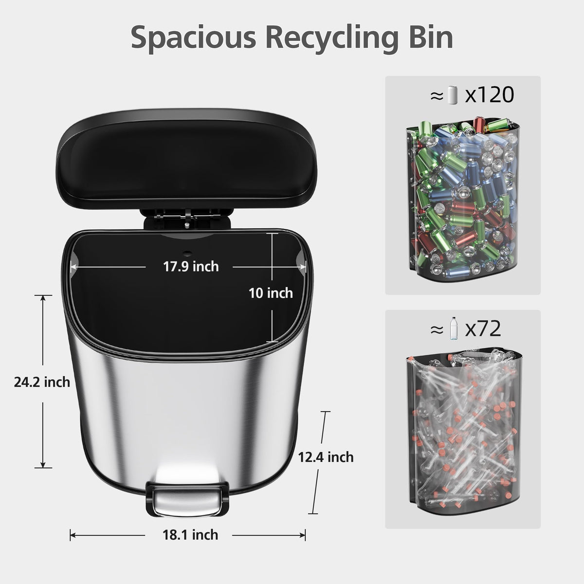 50L Stainless Steel Step-On Trash Can U742643
