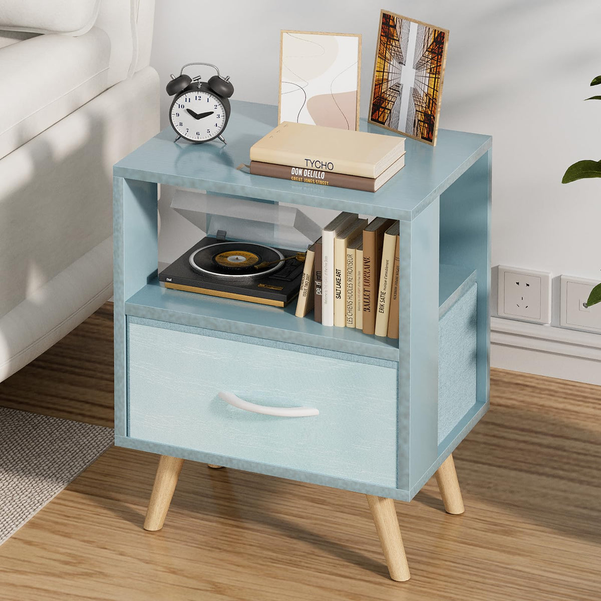 Blue Kids Nightstand with Drawer X665