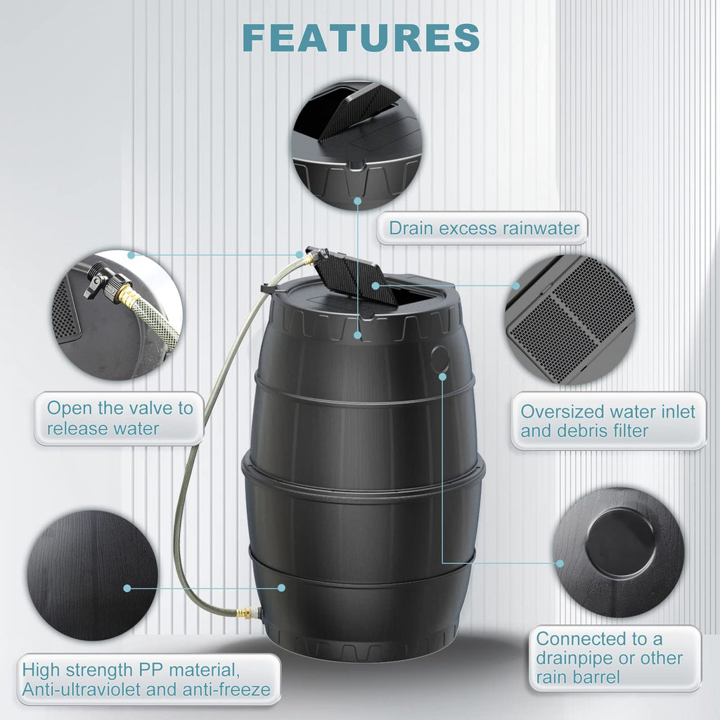 50 Gallon BPA Free Rainwater Collection Barrel with Water Diverter F62147