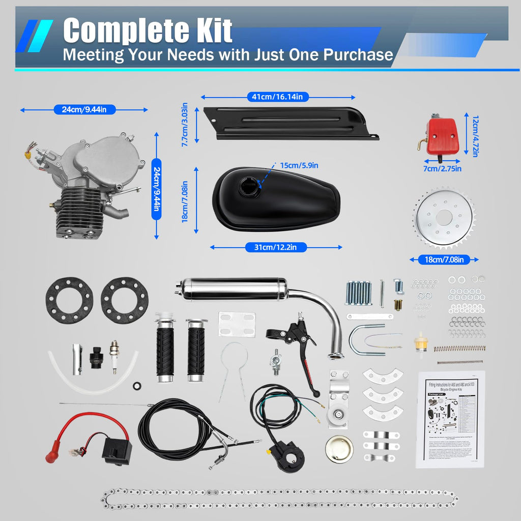 2 Stroke 100cc Bicycle Engine Kit 44 Tooth Sprocket C3215