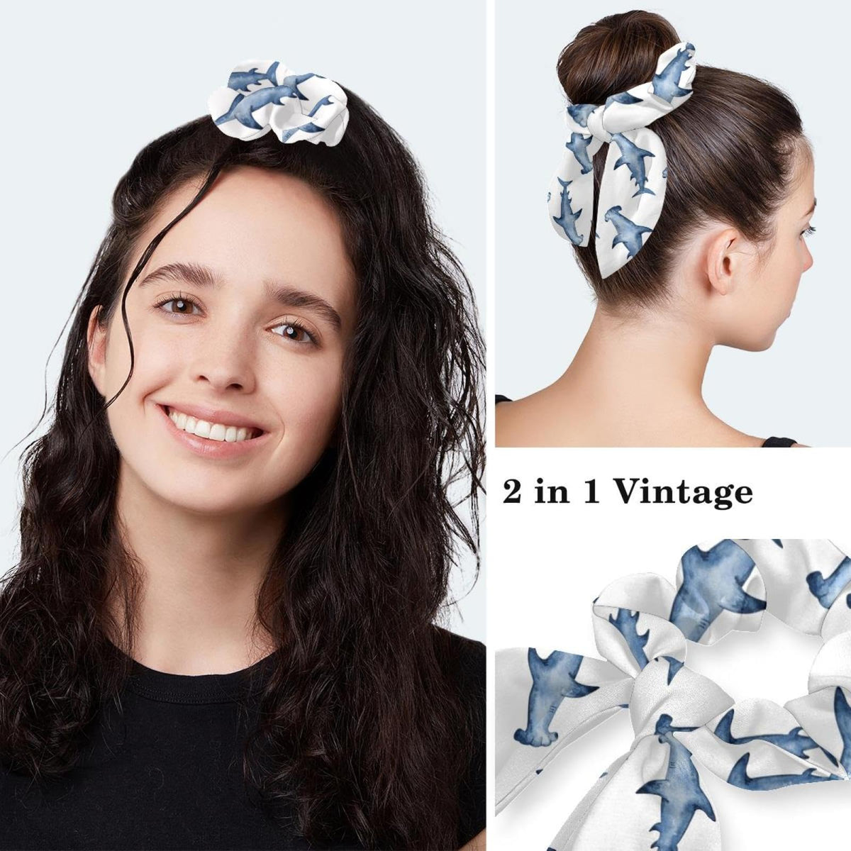 Women's Working Caps with Bow Scrunchies One Size O469