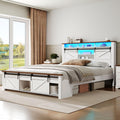 White and Walnut Full Size Storage Bed Frame M89202