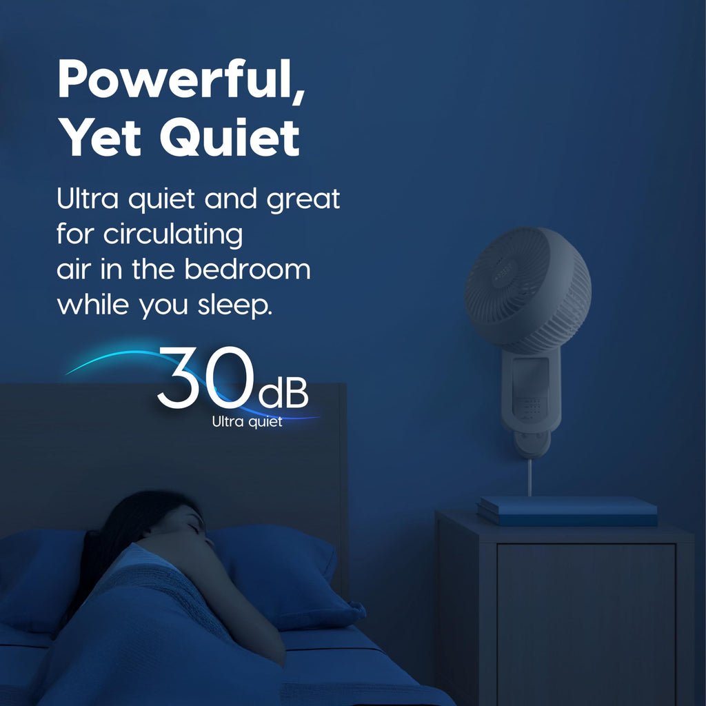 Wall Mount Fan with Remote, 360° Oscillation, 3 Speeds, White F954979