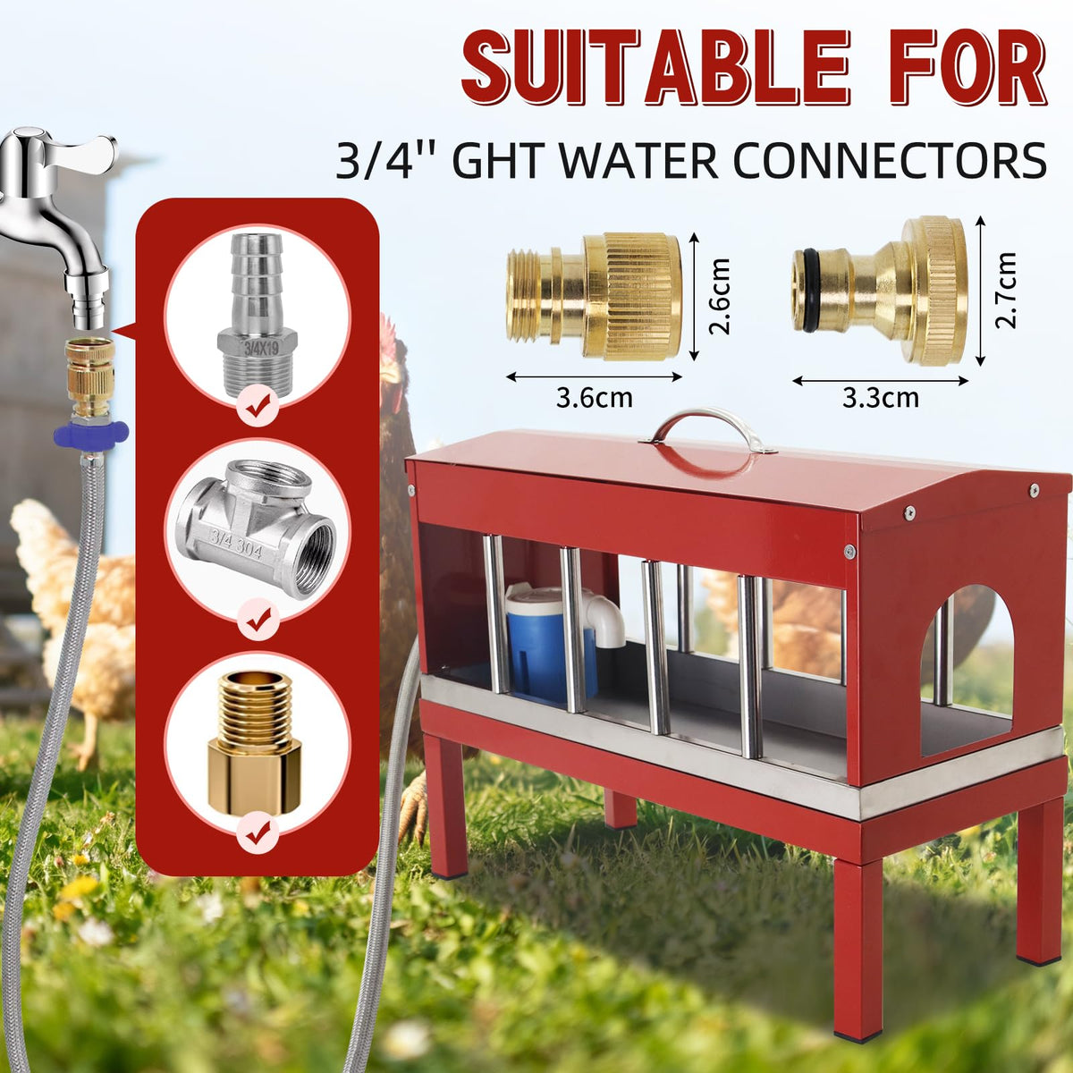 Automatic Chicken Waterer with Detachable Legs I66754