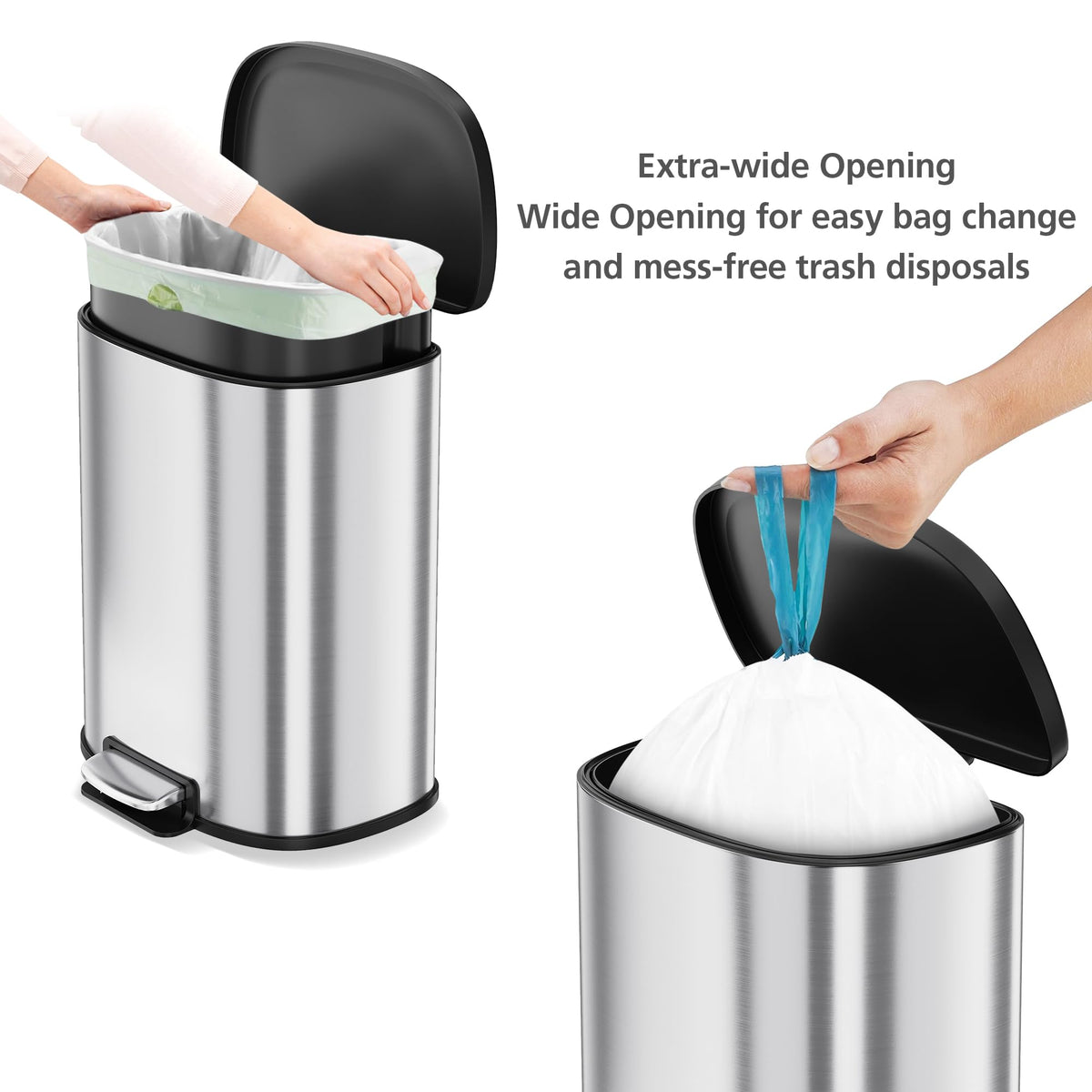 50L Stainless Steel Step-On Trash Can U742643