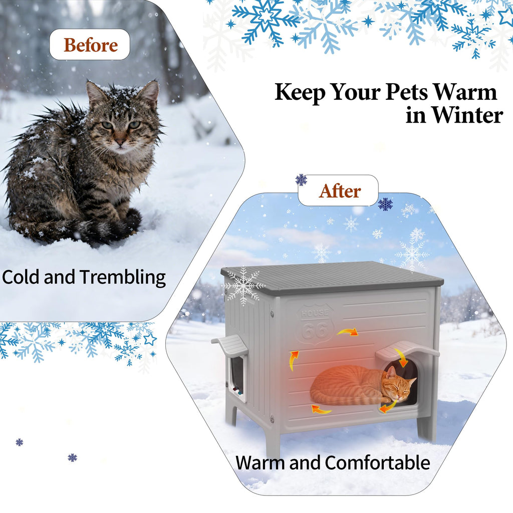 Insulated Outdoor Weatherproof Plastic Cat House K393624