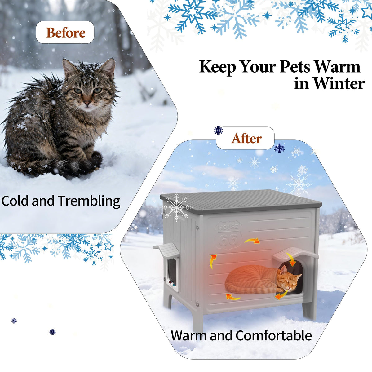 Insulated Outdoor Weatherproof Plastic Cat House K393624