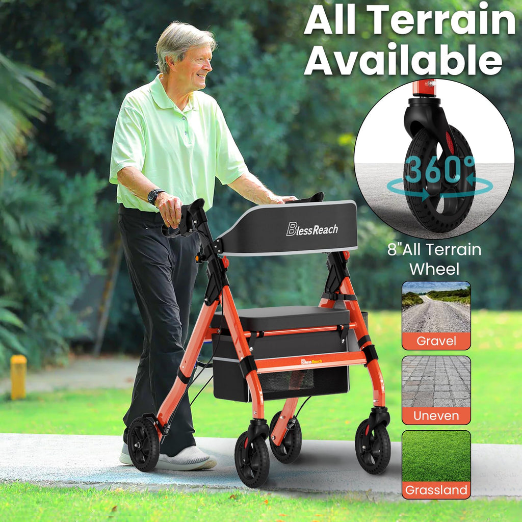 Foldable Heavy-Duty Rollator Walkers with Seat F212515