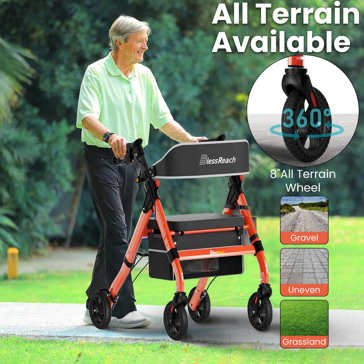 Foldable Heavy-Duty Rollator Walkers with Seat F212515
