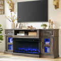 Dark Rustic Oak Fireplace TV Stand with 36 Inch Electric Fireplace A36134