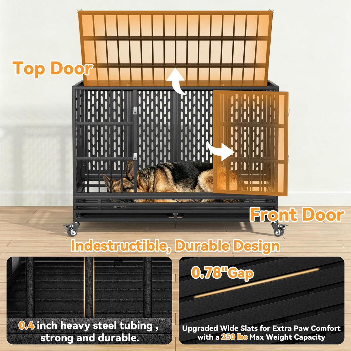 48 Inch Heavy Duty Metal Dog Crate with Wheels K75956
