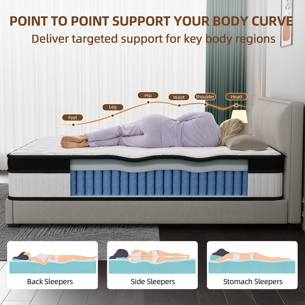 12 Inch Medium Firm Memory Foam Pocket Spring Hybrid Mattress I965