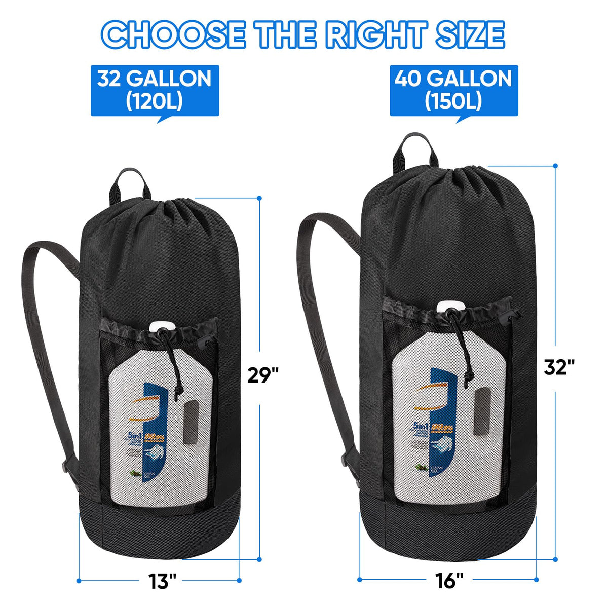 120L Oxford Laundry Bag Backpack with Shoulder Straps G9196