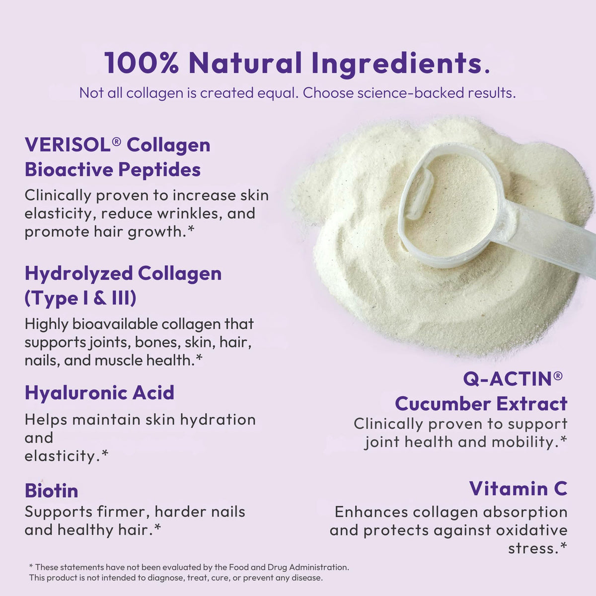 Hydrolyzed Collagen Peptides Type I & III with Vitamin C, Hyaluronic Acid, Biotin, Unflavored Powder, 30 Servings H382