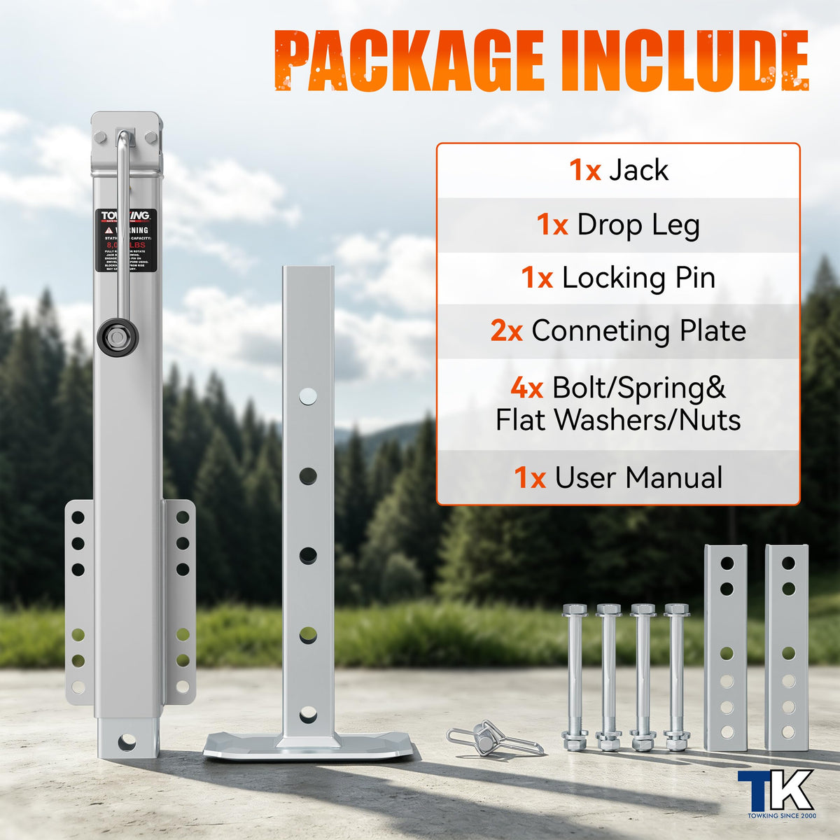Square Trailer Jack, 15" Lift, Heavy Duty Swivel O391102