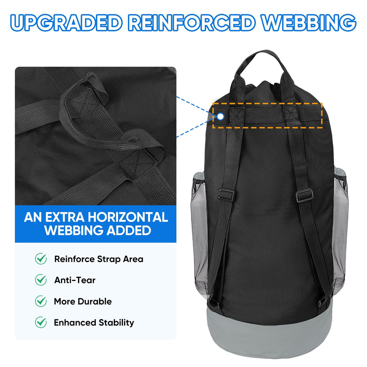 120L Oxford Laundry Bag Backpack with Shoulder Straps G9196