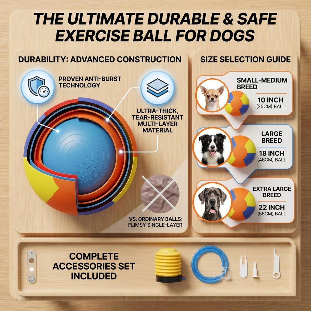 Inflatable Dog Ball with Handle Cover & Pump 18in Z206874