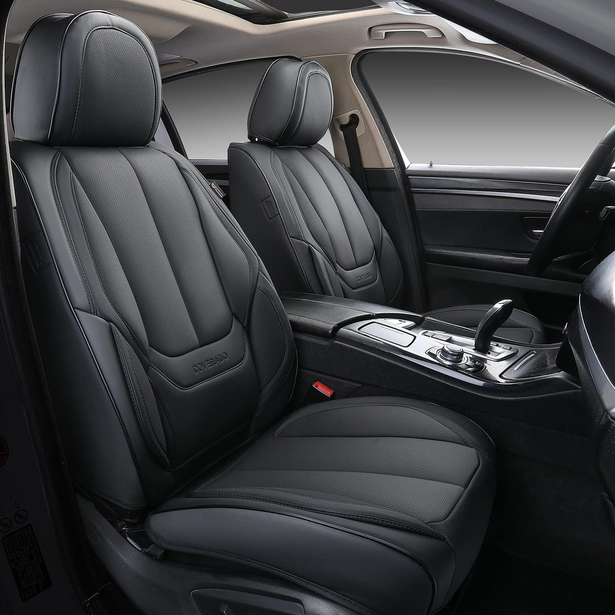 Black Full Set Waterproof Nappa Leather Car Seat Covers N511