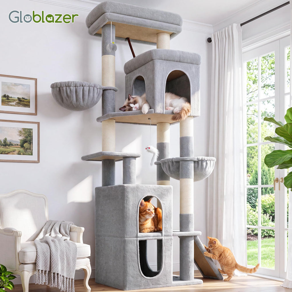 70 inch Light Grey Cat Tree Condos U4908