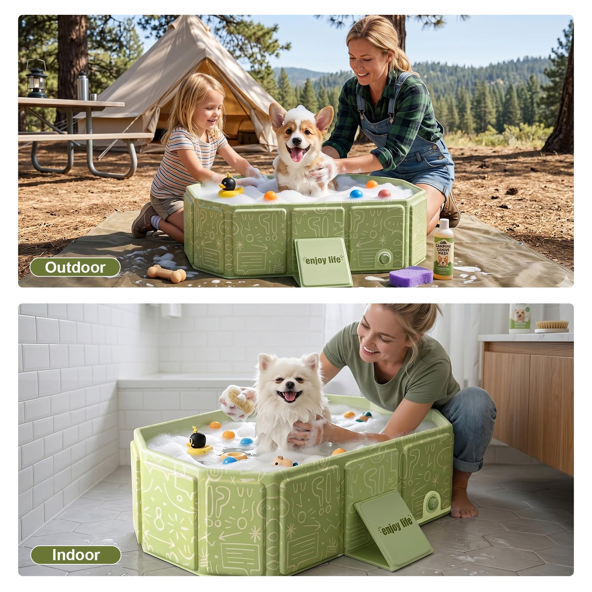 Foldable Dog Bathtub with Side Drain Plug A64038
