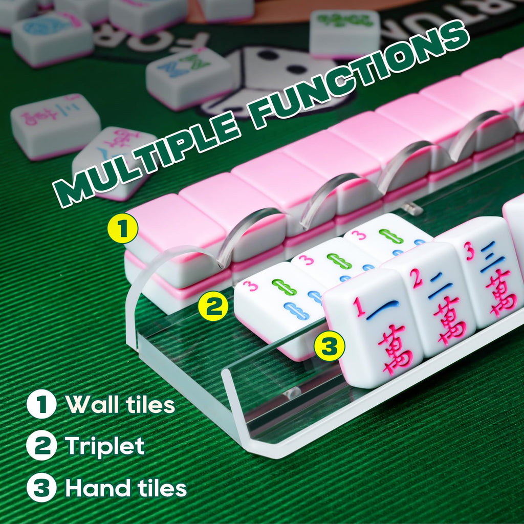 Clear Acrylic Mahjong Racks with Pushers, Set of 4 C135