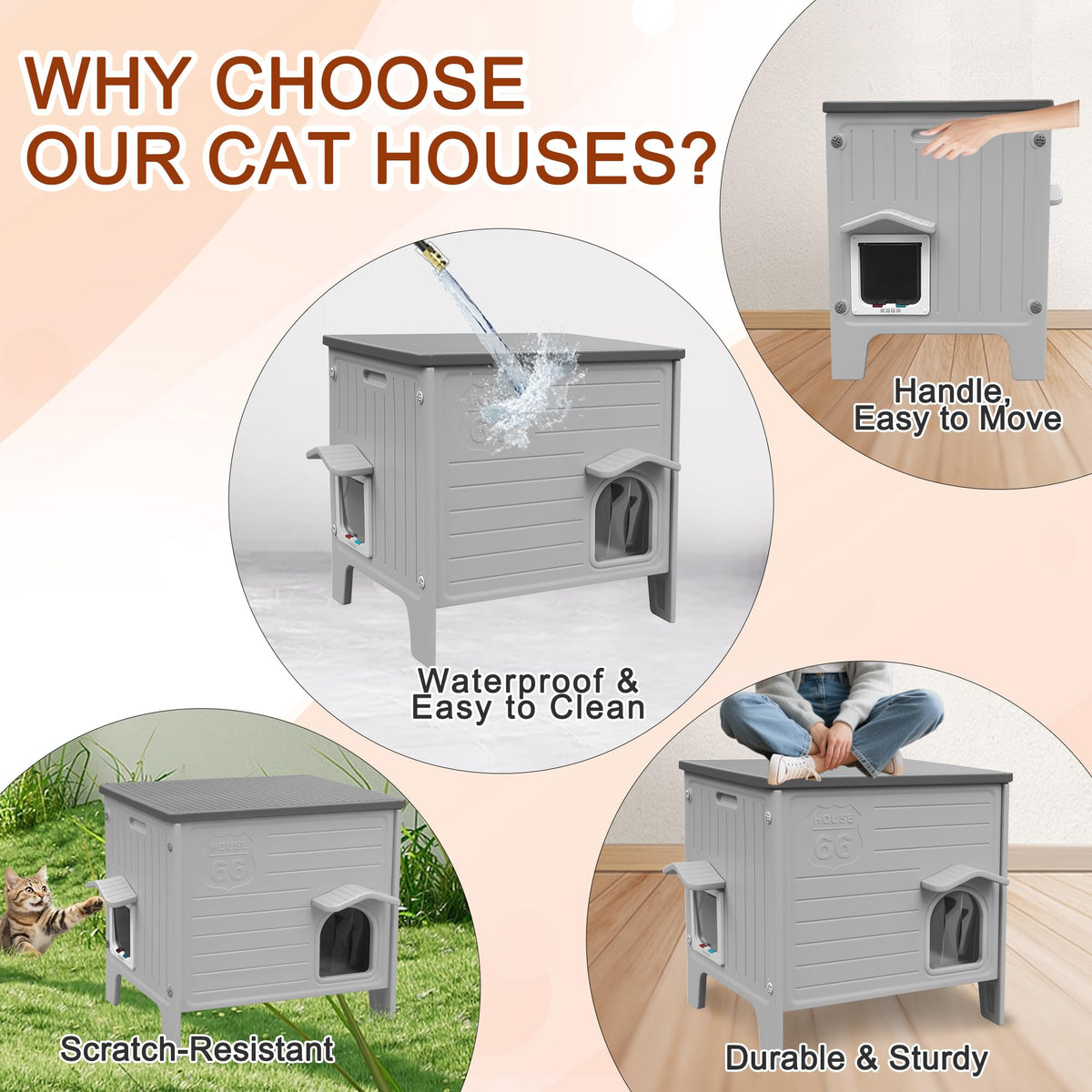 Insulated Outdoor Weatherproof Plastic Cat House K393624