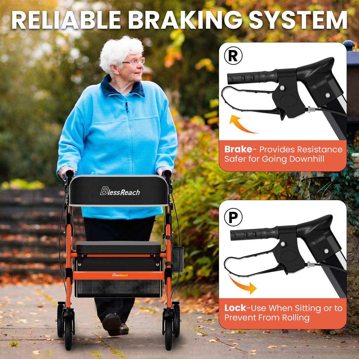 Foldable Heavy-Duty Rollator Walkers with Seat F212515