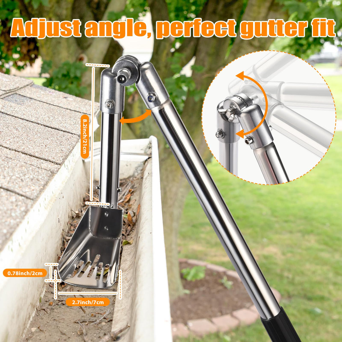 6.4FT Gutter Cleaning Tools with Extension Pole & Brush E394831