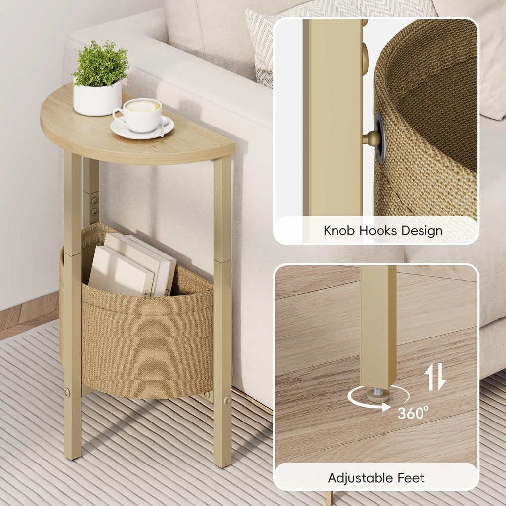 Small Round Side Table with Storage Basket, Set of 2 T7702