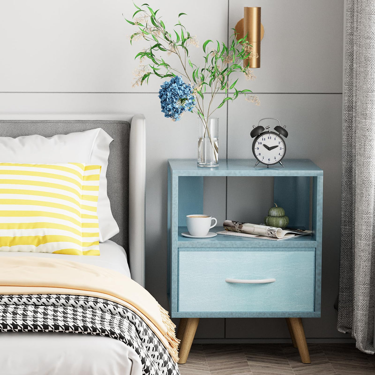 Blue Kids Nightstand with Drawer X665