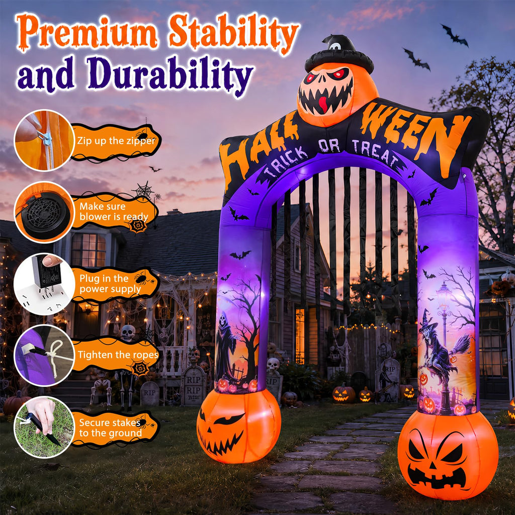 10 FT Halloween Inflatable Archway with LED Lights Z6848