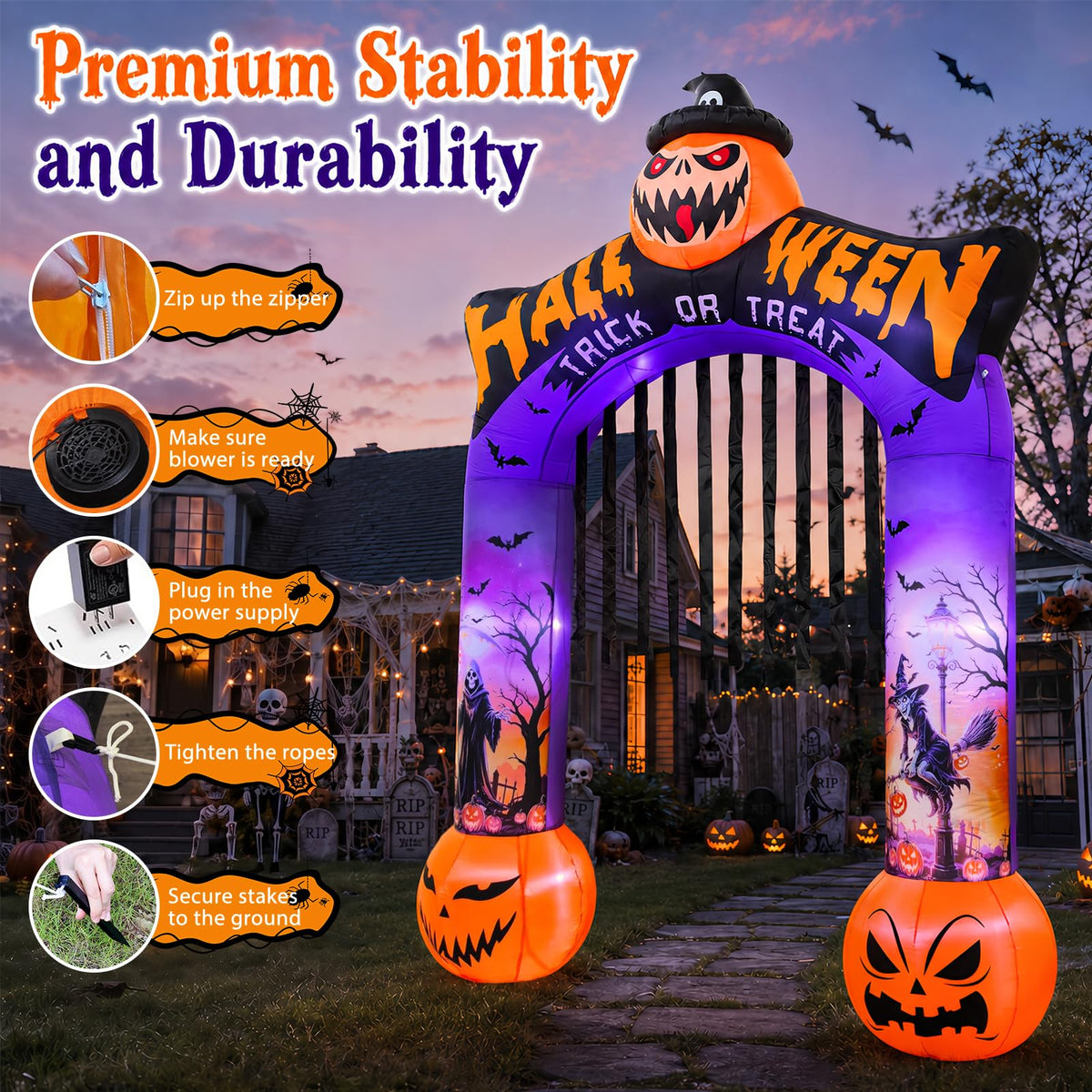 10 FT Halloween Inflatable Archway with LED Lights Z6848