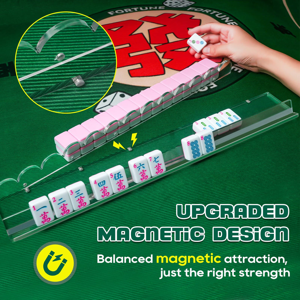 Clear Acrylic Mahjong Racks with Pushers, Set of 4 C135