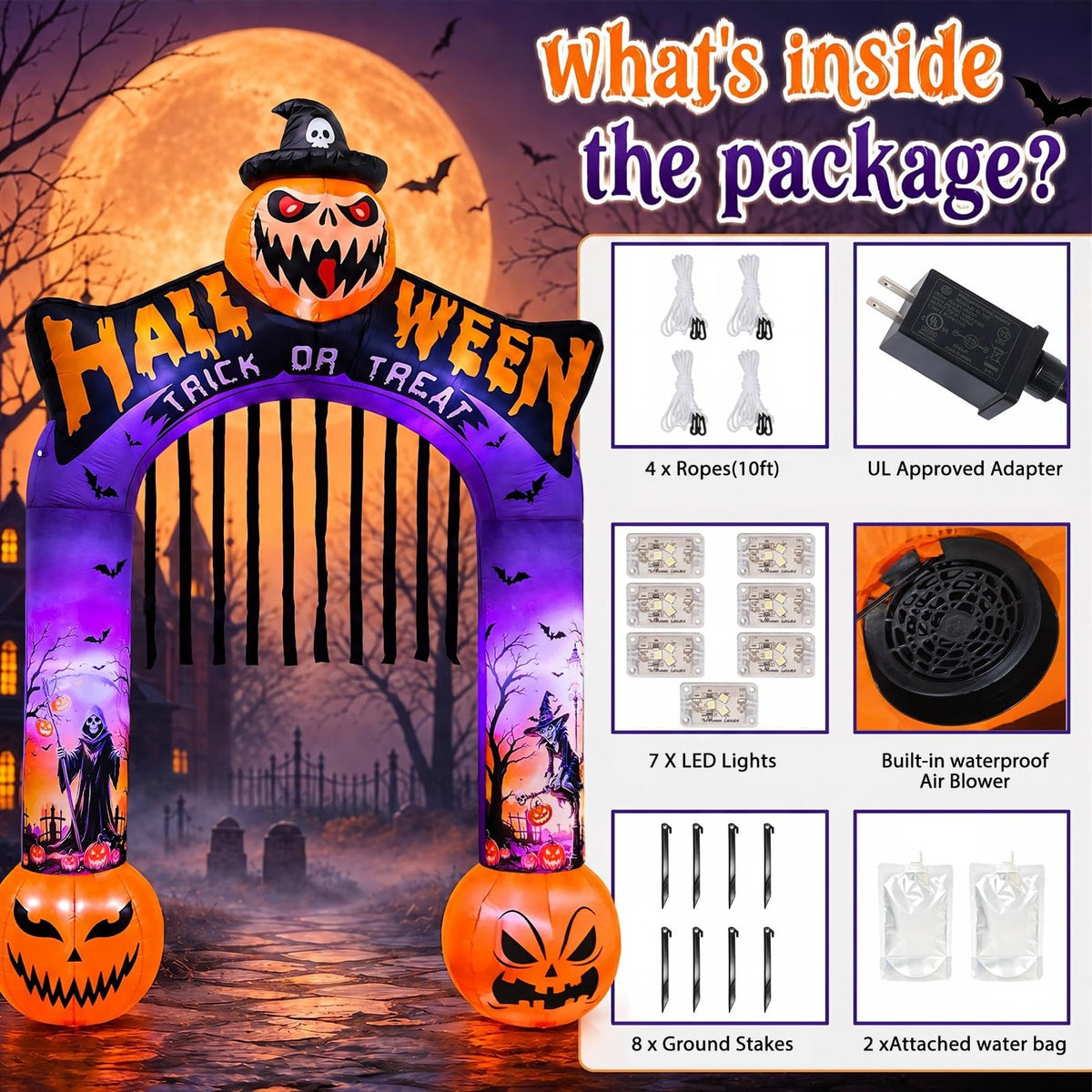 10 FT Halloween Inflatable Archway with LED Lights Z6848