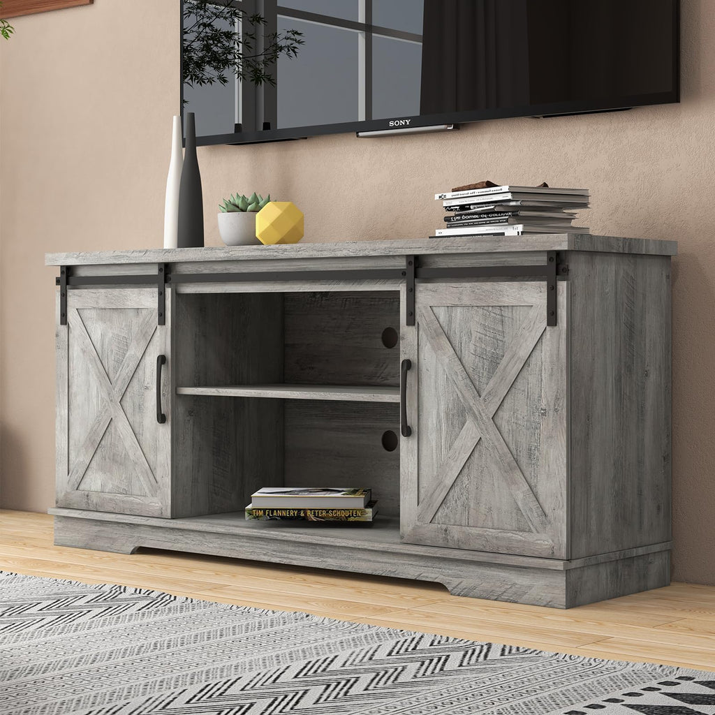 65 Inch TV Stand with Sliding Barn Doors C640492