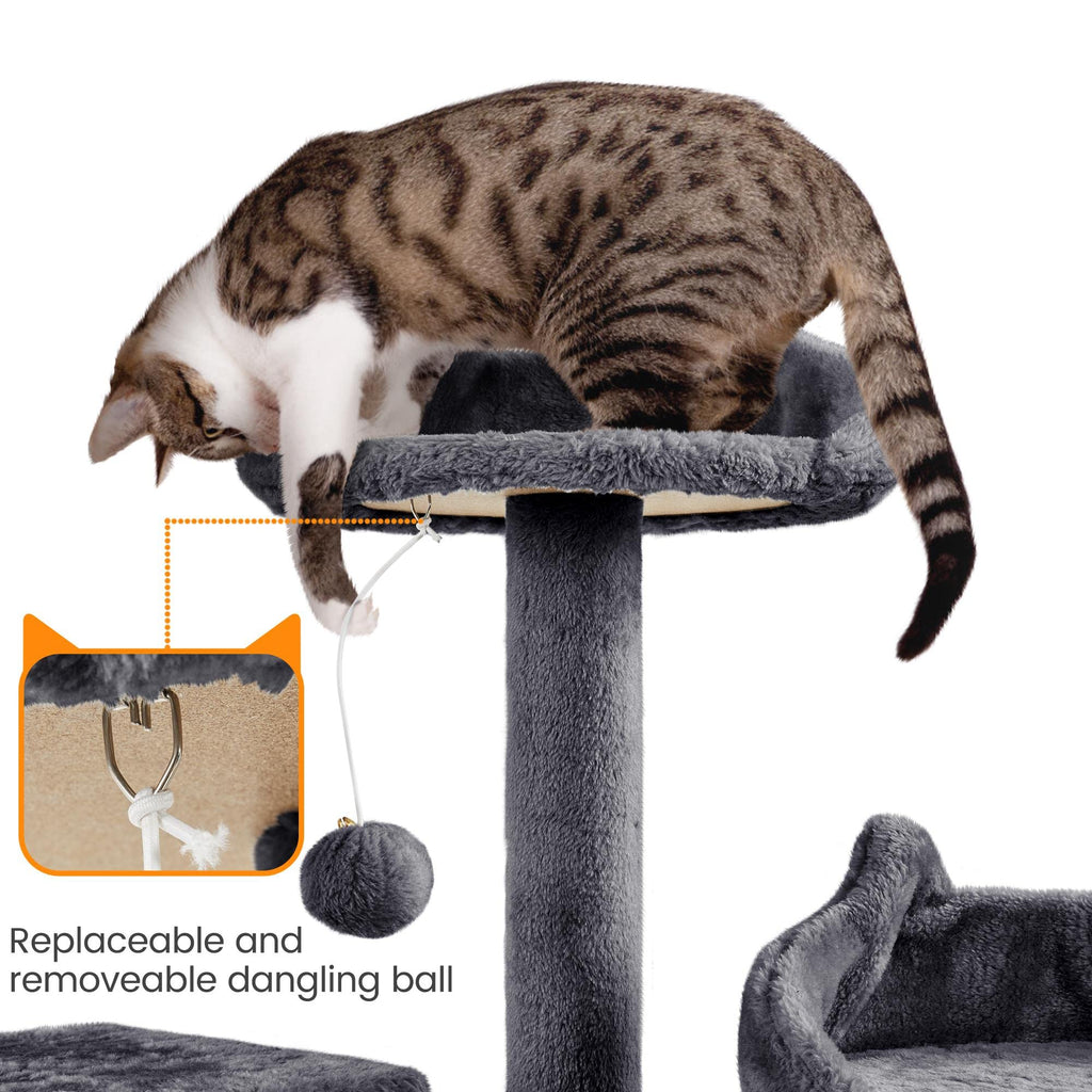 72in Dark Gray Cat Tree Tower with 2 Condos & 3 Perches W7087